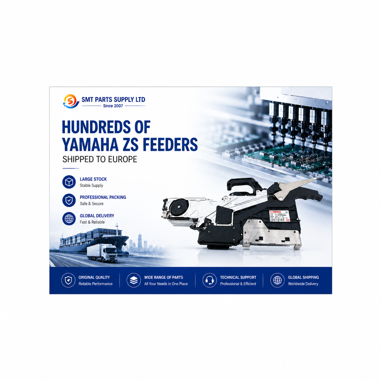 Jüngste Firmenblogs über Hunderte von Yamaha-ZS-Feedern werden von SMT PARTS SUPPLY LTD nach Europa geliefert